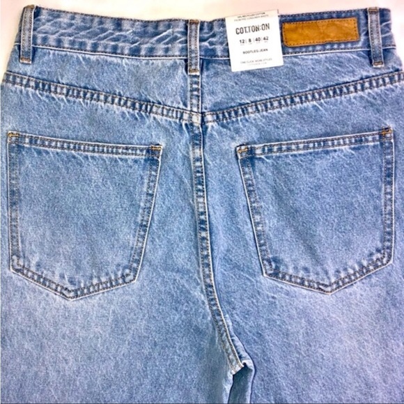 Cotton On Light Blue Wash 100% Cotton Vintage High Waisted Flare BootLeg Size 8 - Picture 10 of 13